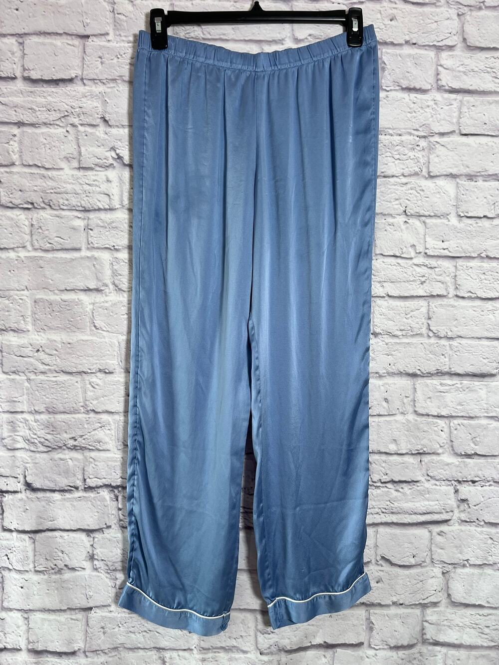 Intimissimi Blue Satin Lounge Pants Size L Pajama Sleep Pant Silk Style FLAW